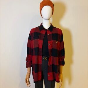 🎯 Carhartt Rugged Flex Red & Black Plaid Flannel Shirt